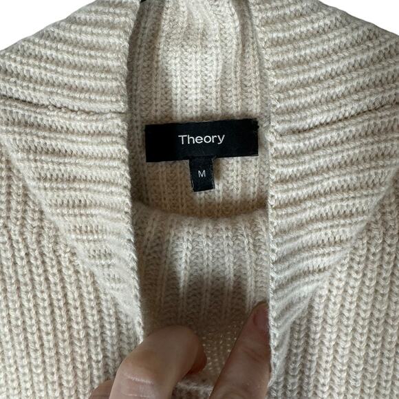 Theory Embree Charmant Mock Neck Tunic Sweater Beige Medium Wool Cashmere - Picture 6 of 10